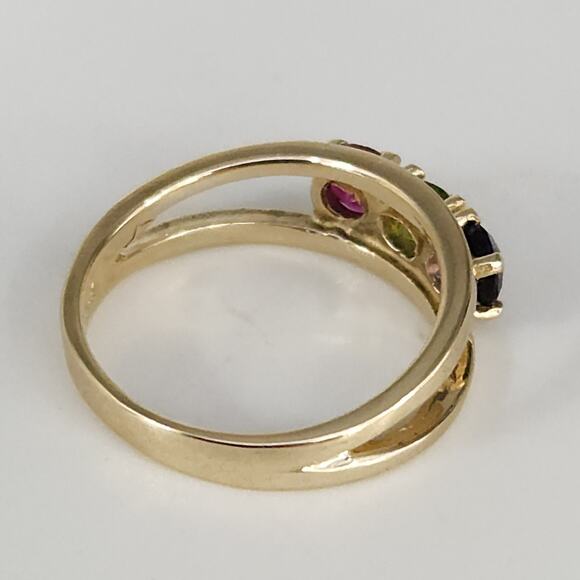 Stunning 14k Yellow Gold Colored Stones Ring Size 5.75 - Picture 10 of 12